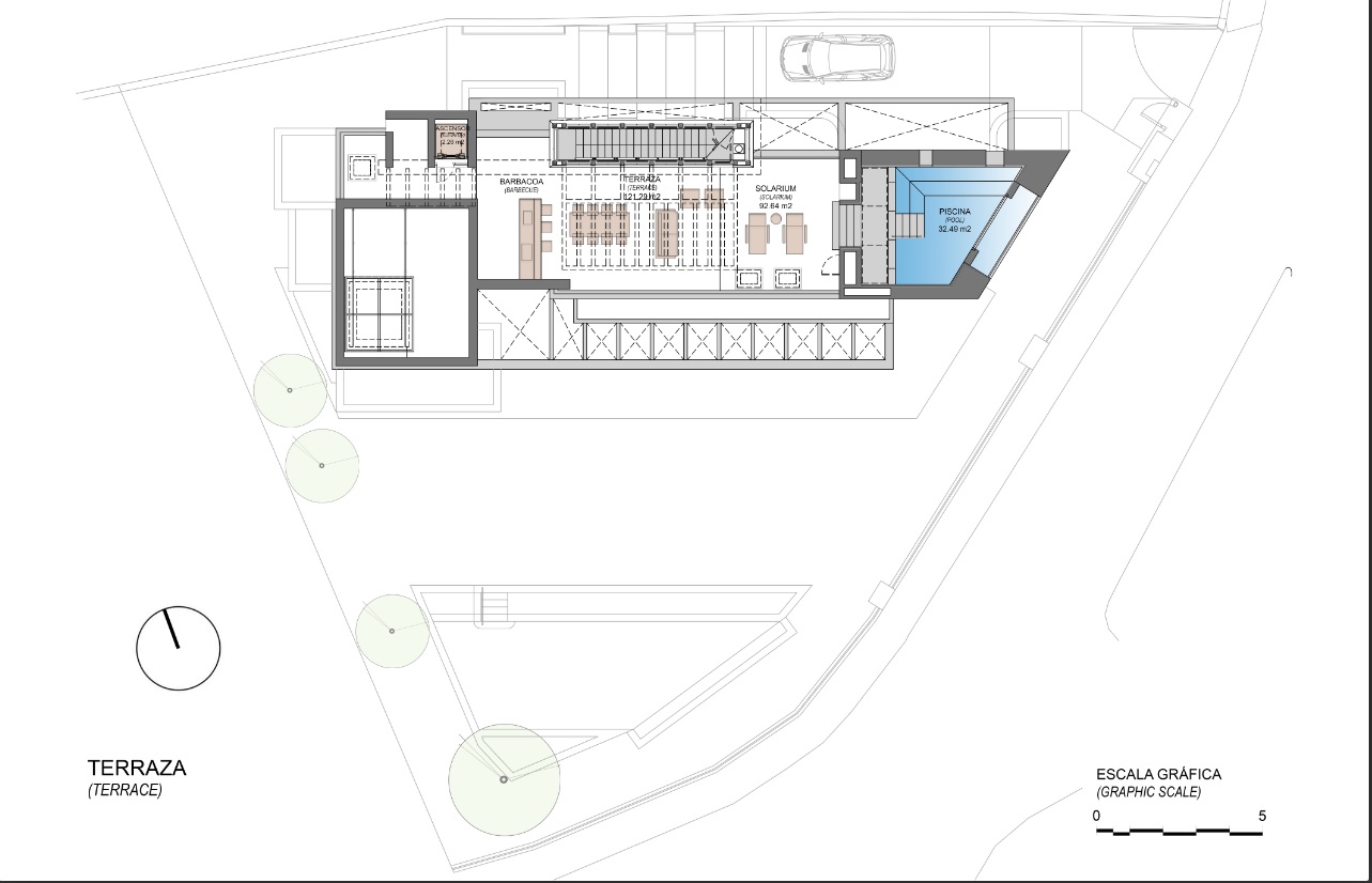 Rooftop solarium architectural plan layout